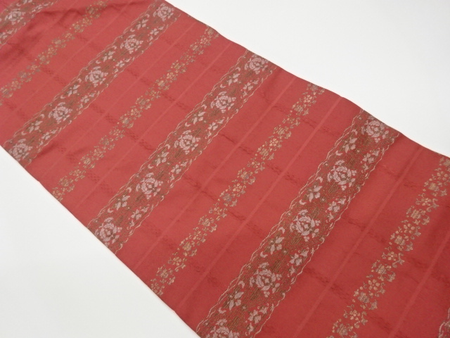 JAPANESE KIMONO / VINTAGE NAGOYA OBI / WOVEN ABSTRACT FLOWERS